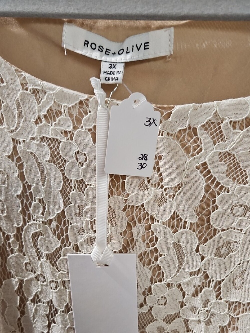 Rose & Olive Cream Floral Lace Bell-Sleeve Top - Picture 2 of 3